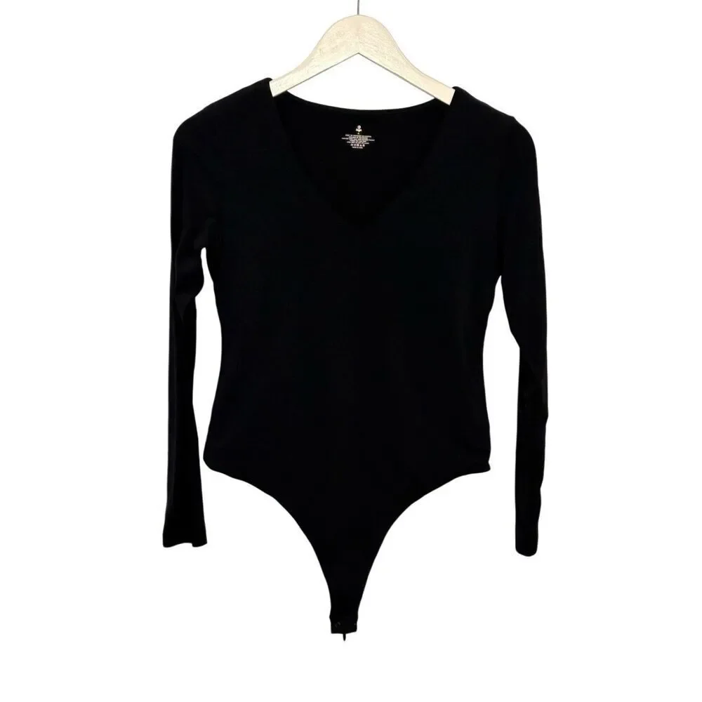 iuga black long sleeve v-neck bodysuit - XL
